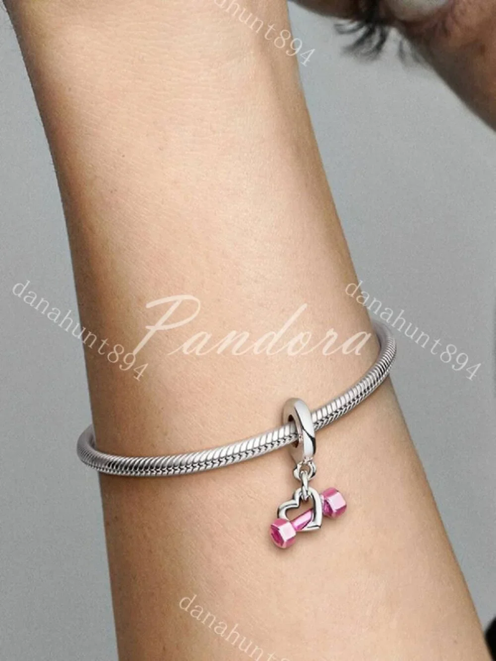 Pandora Dumbbell & Heart Dangle Charm